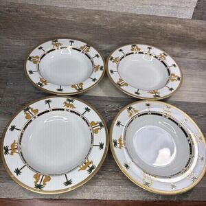 Christian Dior  Casablanca Porcelain Rimmed Soup Bowl 9 1/8" Lot Of 4 .